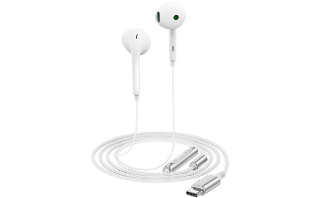 ACEFAST L7 USB-C Semi In-Ear Wired Earphones USB-C Headphones with Microphone for Mobile Phones / Tablets - White